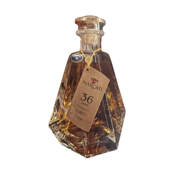 Marcati Rubino Grappa Amarone Riserva 36 mesi Cristallo Bohemia cl.35 (Cassetta in Legno)